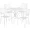 Emma and Oliver Commercial Grade 35.25" Round Metal Garden Patio Table Set, 4 Square Back Chairs